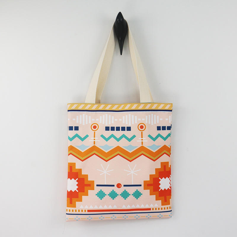 波西米亚风格女士定制帆布购物袋-03
