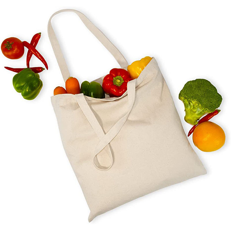 带拉链和口袋的可重复使用棉帆布购物袋-01