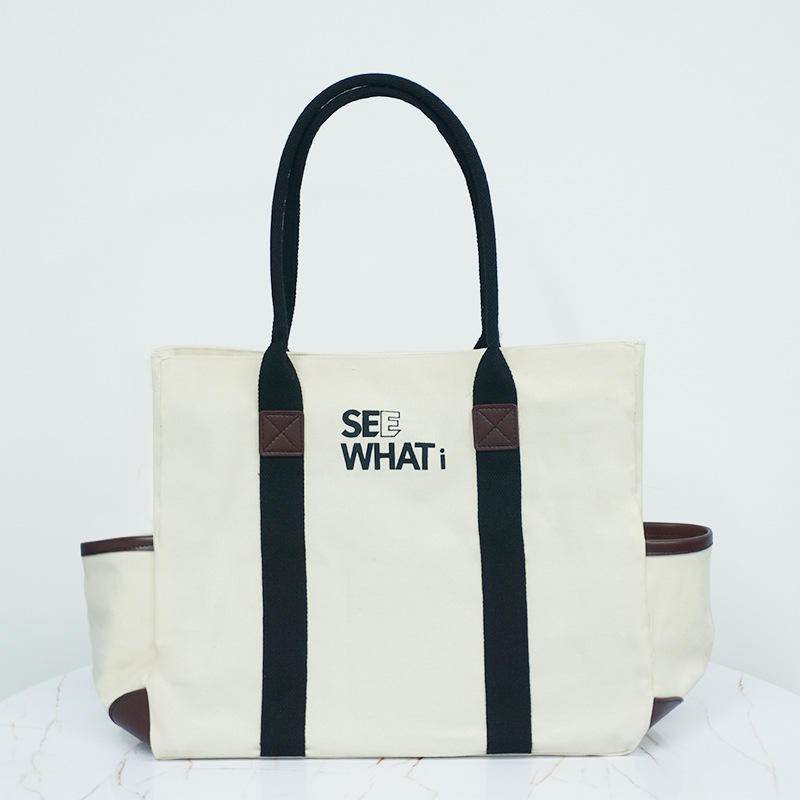 超大号纯棉帆布托特包 购物帆布袋-主图