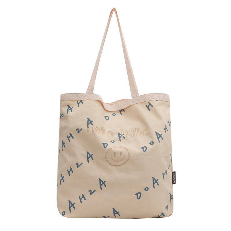 厂家定制笑脸刺绣字母单肩包-主图