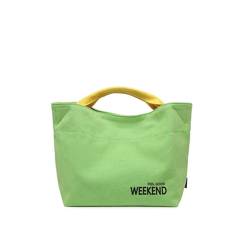 女士定制印花帆布便携午餐盒包-01