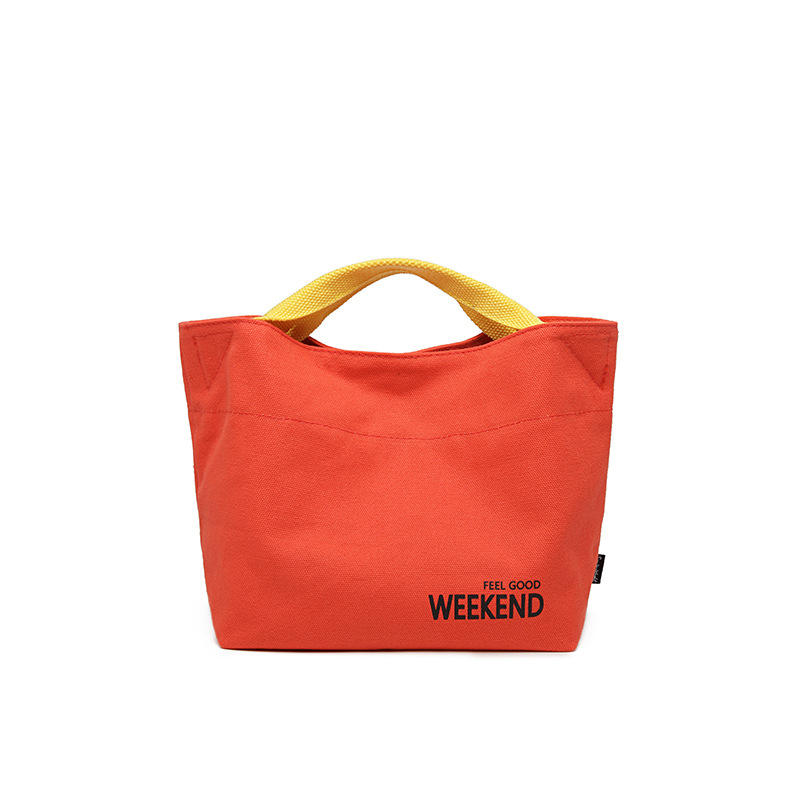 女士定制印花帆布便携午餐盒包-05